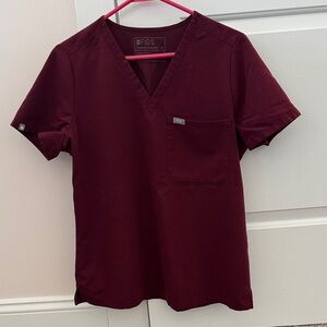 FIGS Women’s Burgundy V-Neck Scrub Top